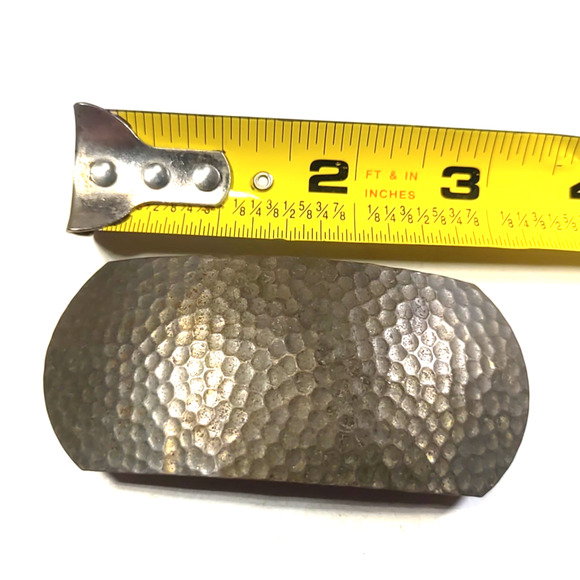 Tension Barrette Hammered Brass Design 3" Long Classic France - Picture 2 of 7